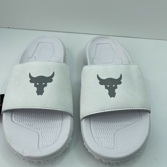 NEW Under Amour Project Rock Slide Sandals White Men's Size 8 3023762 101 - Picture 6 of 6